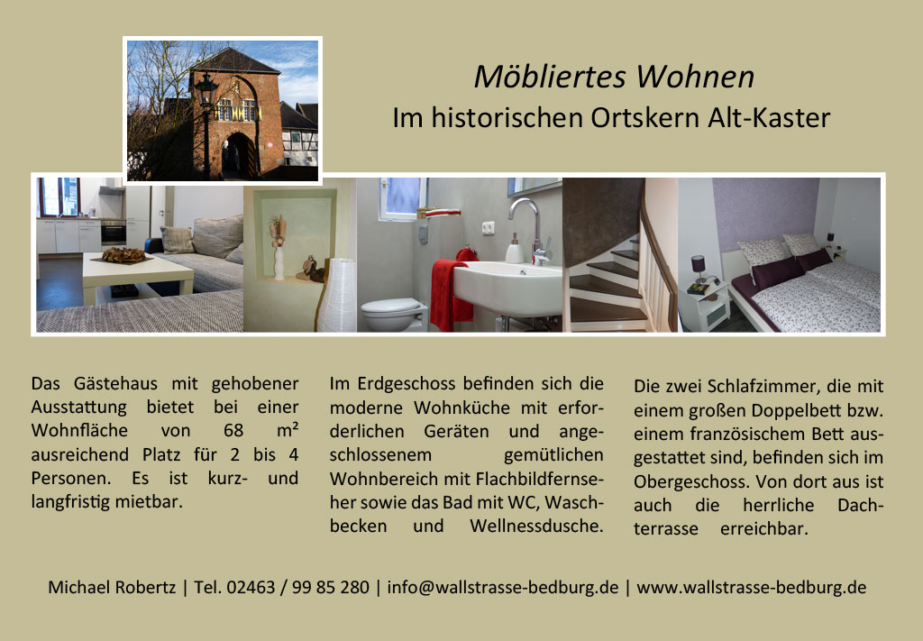 Möbliertes Wohnen im historischen Ortskern Alt Kaster | Wir freuen uns auf Ihren Besuch